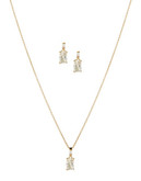 Nadri Rectangular Faux Crystal Necklace and Earrings Set - Gold