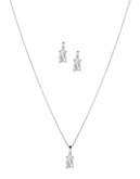 Nadri Rectangular Faux Crystal Necklace and Earrings Set - Grey