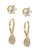 Nadri Pave Leverback and Faux Crystal Stud Earrings Set - Gold