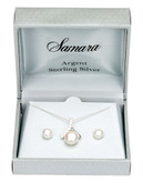Samara Sterling Silver Pearl Earring and Pendant Set - Silver