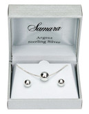 Samara Sterling Silver 10mm Ball Pendant with 7mm Ball Stud Earrings - Silver