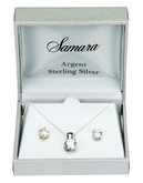Samara Sterling Silver Round Earring and Pendant Set - Silver