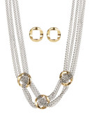 Expression Earrings and Mesh Necklace Set - Assorted