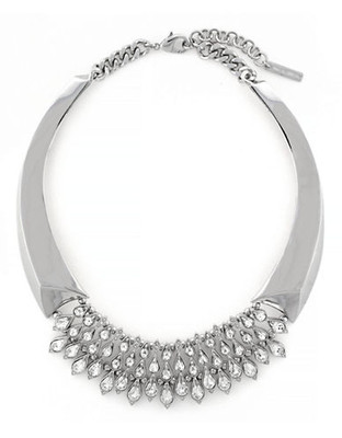 Vince Camuto Glam Punk Silver Light Rhodium Plated Base Metal Glass Drama Teardrop Necklace - Silver