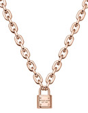 Michael Kors Rose Gold Tone Chain Link Padlock Toggle Necklace - Rose Gold