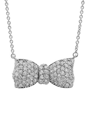 Crislu Puffy Bow Cubic Zirconia Pendant Necklace - Silver
