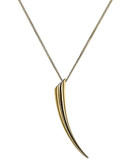 Michael Kors Gold Tone Horn Motif Long Pendant Necklace - Gold