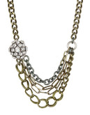 Gerard Yosca Chain Link Necklace with Crystal Cluster - Green
