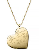 Michael Kors Gold Tone Mk Signature Heart Pendant Necklace - Gold