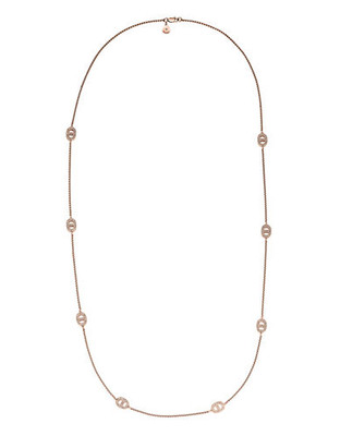 Michael Kors Rose Gold Tone With Clear Pave Maritime Link Station Necklace - Gold