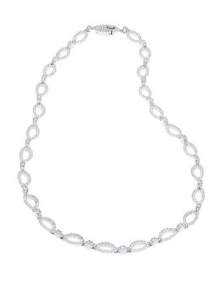 Nadri 16 inch Oval pave Link Chain Neck - Rhodium