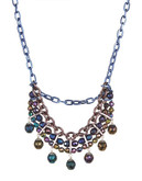 Gerard Yosca Chain Link Necklace with Drops - Blue