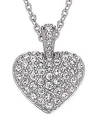 Swarovski Puff Pave Heart Pendant - Grey