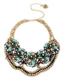 Betsey Johnson Patina Multi Charm Cluster Frontal Necklace - Turquoise