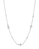 Crislu Platinum Sideways Multi Cross Necklace - Silver