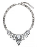 Vince Camuto Glam Punk Silver Light Rhodium Plated Base Metal Glass Frontal Link Necklace - Silver
