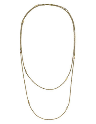 Michael Kors Gold Tone Clear Pave Bar Station Necklace - Gold