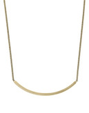 Michael Kors Gold Tone Clear Stone Logo Etched Bar Necklace - Gold