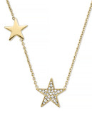 Michael Kors Gold Tone Clear Pave Star Station Necklace - Gold