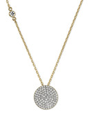 Michael Kors Gold Tone Clear Pave Disc With Single Stone Station Pendant Necklace - Gold