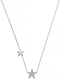Michael Kors Silver Tone Clear Pave Star Station Necklace - Silver
