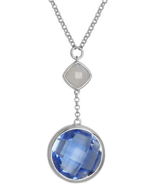 Elle Sterling Silver Synthetic Blue Quartz And Blue Lace Agate Necklace - Blue