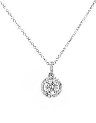 Flawless White Drop Halo Pendant - Silver