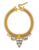 Vince Camuto Glam Punk Gold Plated Base Metal Glass Mesh Link Stone Drama Pendant Necklace - Gold