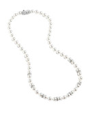 Nadri 6mm 16 inch Pearl Strand With Pave Crystal Ronds Necklace - White