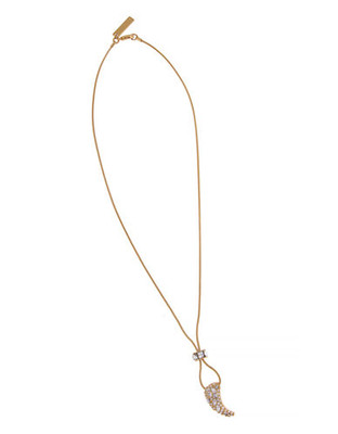 Rachel Zoe Safari Horn Pendant Gold Plated  Crystal Pendant Necklace - Gold