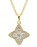 Crislu Halo Gold Plated  Cubic Zirconia Single Strand Necklace - Gold