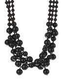 Kenneth Jay Lane Pearl Cluster Necklace - Black