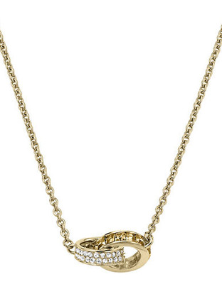Michael Kors Gold Tone Colorado Topaz Baguettes Mini Open Circle Pendant Necklace - Gold