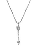 Michael Kors Silver Tone Clear Pave Arrow Motif Pendant Necklace - Silver