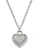 Michael Kors Silver Tone With Clear Pave Mk Logo Heart Pendant Necklace - Silver
