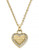 Michael Kors Gold Tone With Clear Pave Mk Logo Heart Pendant Necklace - Gold