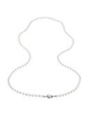 Nadri 30 inch 6mm Pearl Necklace with Pave Framed Pearl Clasp - Pearl