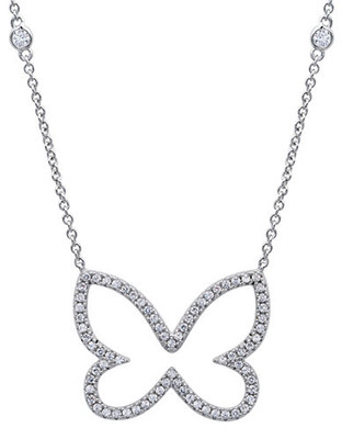 Crislu Platinum Butterfly Necklace - Silver
