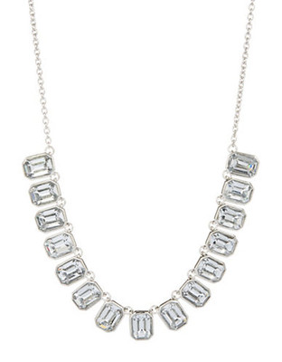 Carolee Geometric Faceted Faux Crystals Necklace - Silver