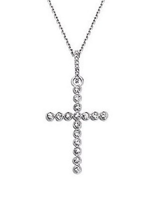 Swarovski Cross Bezel Pendant - silver