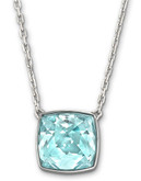 Swarovski Silver Tone Swarovski Crystal Pendant Necklace - blue