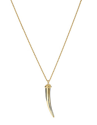 Kenneth Jay Lane Horn Pendant Spiral Chain Necklace - Gold