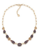 Carolee Simply Amethyst Stone Collar Necklace Gold Tone Crystal Collar Necklace - Purple