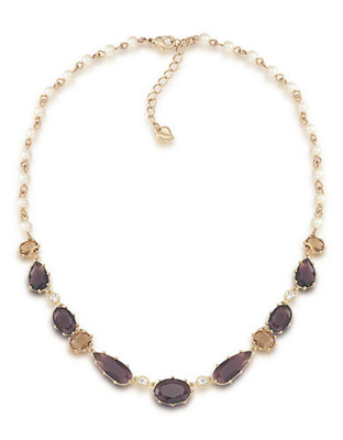 Carolee Simply Amethyst Stone Collar Necklace Gold Tone Crystal Collar Necklace - Purple