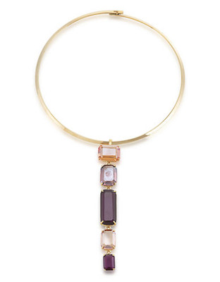 Carolee Modern Rosé Linear Pendant Necklace Gold Tone Crystal Pendant Necklace - Pink