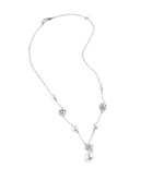 Nadri Pearl And Pave Crystal Station Y Necklace - White