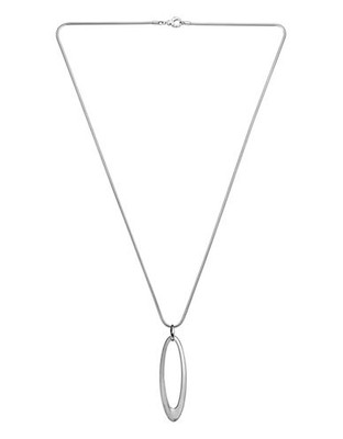 Skagen Denmark Ditte Snake Chain Stainless Steel Necklace With Silver Tone Pendant - Silver