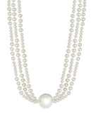 Kenneth Jay Lane Triple Strand Pearl Collar Necklace - White