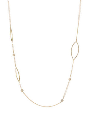 A.B.S. By Allen Schwartz Pave Ball and Teardrop Necklace - Gold
