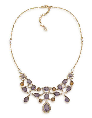 Carolee Simply Amethyst Cluster Collar Necklace Gold Tone Crystal Collar Necklace - Purple